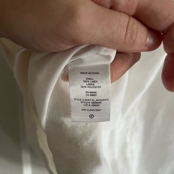 Theory Double V White Shift Linen Dress - Picture 6 of 7